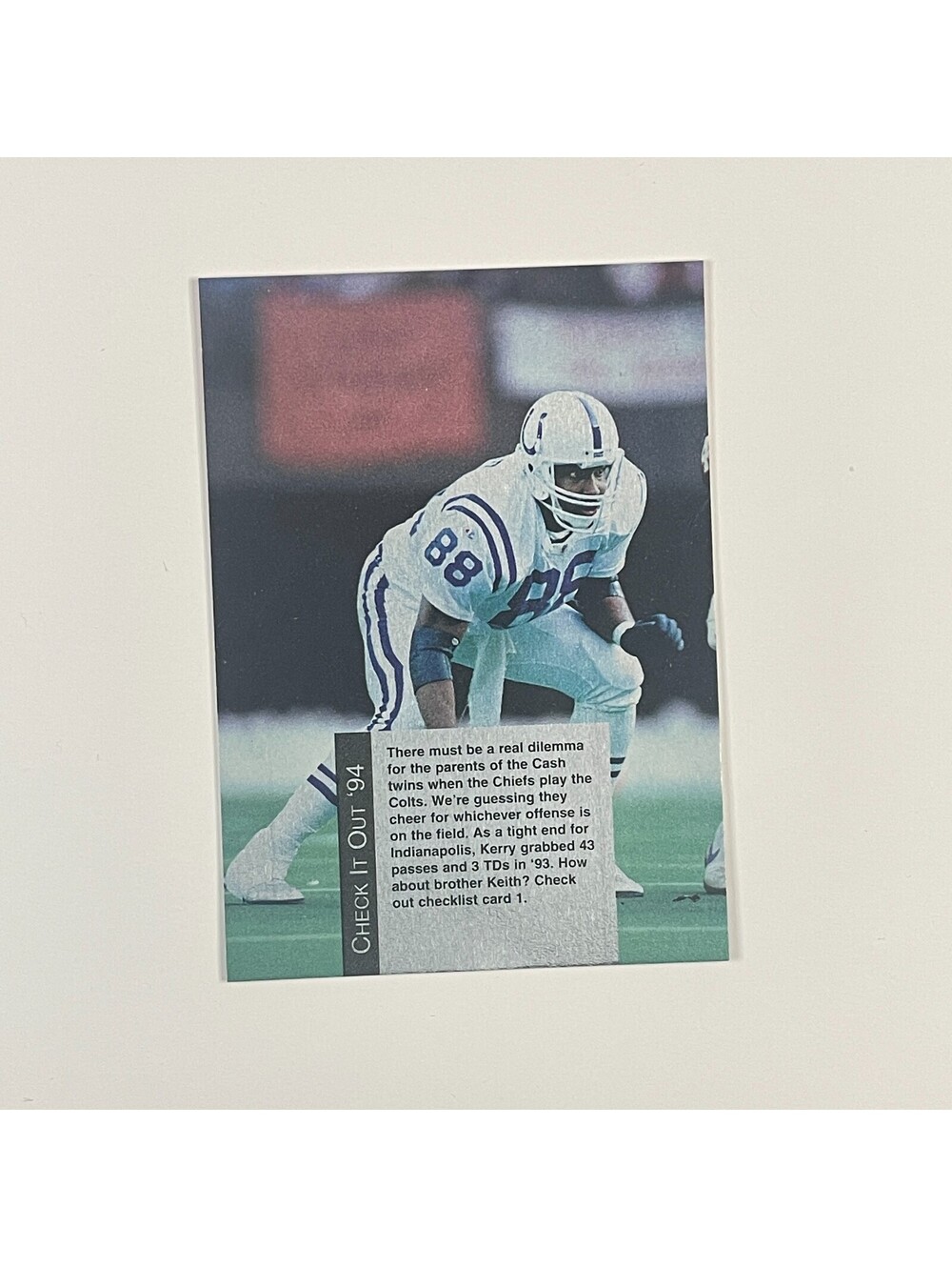 1994 Playoff Check List #2 Kerry Cash Indianapolis Colts Card